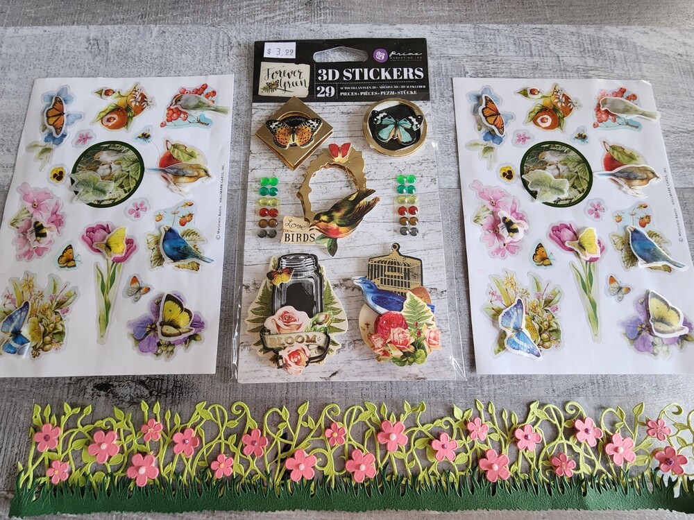 Scrapbook Stickers LOT Flowers Birds Marjorie Bastin 3D Hallmark Retired NEW #34